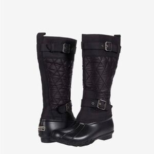 Sperry Saltwater Tall Buckle Nylon Quilt black size 5